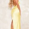 Robe Longue Dos Nu Satinée Jaune Citron à Boutons -Zeze Vetements Magasin 86162b827964950e6699cce39e95eeb1974f7c61 cne2989 1