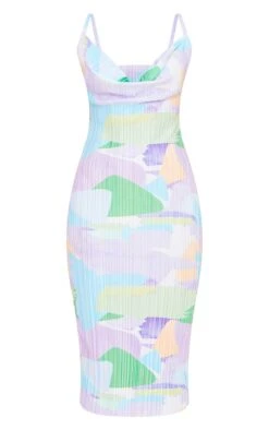 Robe Mi-longue Plissée Multicolore Imprimé Abstrait Bretelles -Zeze Vetements Magasin 86b4c7f8c8fdd8da982451fb8d107e09b265c297 cmz2309 6