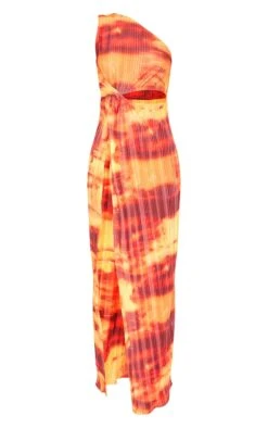 Logic Robe Fendue Longue Plissée Imprimé Orange -Zeze Vetements Magasin 887a1a9204fbf66581702a877796ae160c45166f cne8579 5