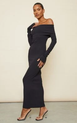 Robe Longue Repliée Noire à Manches Froncées -Zeze Vetements Magasin 88e4cfb4410380166476be1c43803905010f52a0 cnd0009 3