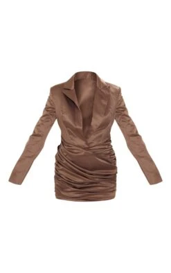 Robe Blazer Satinée Taupe Décolletée à Jupe Portefeuille -Zeze Vetements Magasin 891abc1077850378b7cfac40f0f05e6fd2c61003 cnc7732 5