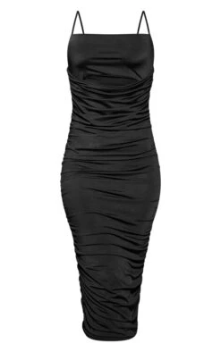 Robe Mi-longue Moulante Noire à Col Carré Et Fronces -Zeze Vetements Magasin 89fc03db2e1541810995a8ac402f140110d43019 cnc2348 5