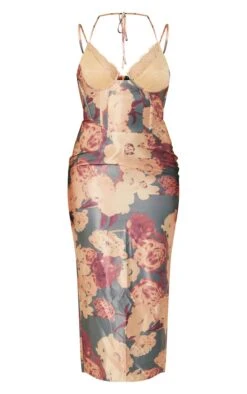 Robe Mi-longue Satinée Marron Imprimé Fleurs Abstraites à Corset Et Dentelle 11 Robe Mi-longue Satinée Marron Imprimé Fleurs Abstraites à Corset Et Dentelle -Zeze Vetements Magasin 8a15c2dd465d889cb42fe50f7e67cab66fa6484e cnd7532 5