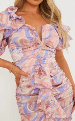 Robe Moulante Multicolore Imprimée Tourbillons à Manches Volantées Et Barre En V -Zeze Vetements Magasin 8c7c1abc02d04c7dfd9cba4b92b5538c895938d0 cms7508 5