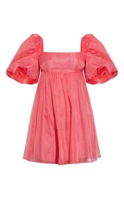 Robe Droite En Organza Rose à Manches Bouffantes -Zeze Vetements Magasin 8cdf943817cd158b4e452693921c41995adfbf96 cnb7157 5