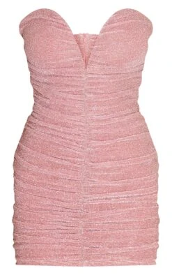 Robe Moulante Froncée Style Bandeau Rose à Paillettes à Barre En V -Zeze Vetements Magasin 8e4a9e025e6d410e26425cac199b3e46d8c1c0b7 cmu4114 6