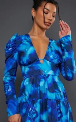 Robe Rétro Bleue Fleurie à Manches Bouffantes Et Ourlet Volanté -Zeze Vetements Magasin 8fc2c176e759d5d29494c0fde60801b06b840370 cnc8323 4