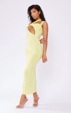 Robe Asymétrique Longue Très Moulante Vert Citron à Bretelle Nouée -Zeze Vetements Magasin 91ea06e4267ececbd62bee495e0c94e9785a326f cne1451 3