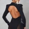 Robe Blazer Décolletée Noire à Parties Contrastantes En Mesh Et Dos Ouvert -Zeze Vetements Magasin 930e0e375e9cf6ddfe856197fe599c488f69db67 cnb7422 1