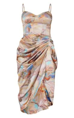 Robe Satinée Mi-longue à Corset Et Jupe Froncée Multicolore Imprimé Marbre -Zeze Vetements Magasin 93837f4a2d00a15d82cacf16f90cd44f876c3fc5 cmr2148 6