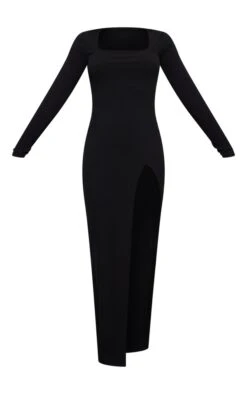 Robe Longue Noire à Col Carré Et Fente -Zeze Vetements Magasin 945f08d0c269e15ccd1bf1c31563c185668d5b66 cnd4087 5