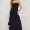 Robe Longue Bustier Froncée Noire à étages -Zeze Vetements Magasin 956856244536575d163c04146d0c7d3f74b79a57 cne2862 1
