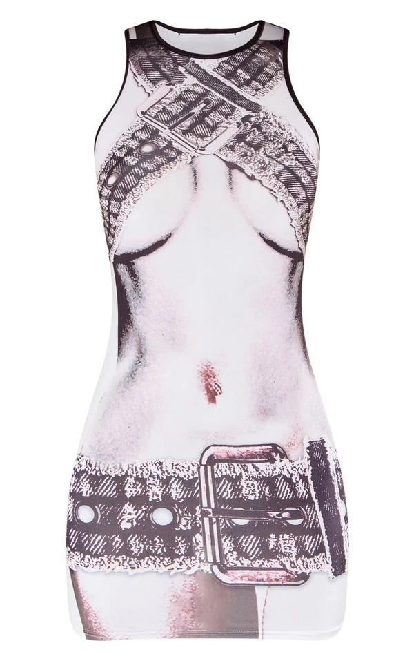 Robe Très Moulante à Imprimé Corps En Noir Et Blanc Et Dos Nageur 7 Robe Très Moulante à Imprimé Corps En Noir Et Blanc Et Dos Nageur – Image 5