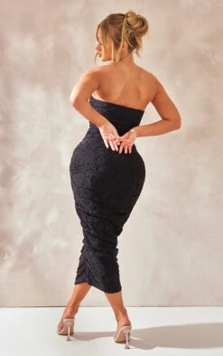 Robe Bustier Longue Texturée Fleurie Noire Froncée Sur Le Côté -Zeze Vetements Magasin 9748f03d720d90eee59c8932309bac57f45a6ea3 cnd7618 2