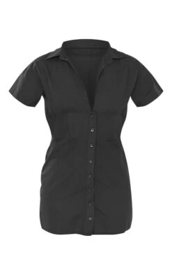 Robe Chemise Effet Lin Noir à Manches Courtes Et Taille Cintrée -Zeze Vetements Magasin 9a9e075e21336fbb7f1c99ae116f632dc2f2f6b6 cnd4041 5