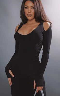 Robe Longue Très Moulante Froncée Noire à Décolleté Et épaules Découpées -Zeze Vetements Magasin 9c0c1b46ccd5a3e9a366a4074ab636db49b2f5e0 cnc3368 4