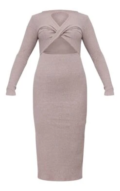 Robe Mi-longue Côtelée Café Au Lait Croisée Devant Fendue Sur Le Côté -Zeze Vetements Magasin a03a4c79a5414897b745802327eeb56da5bdd922 cnb4465 5