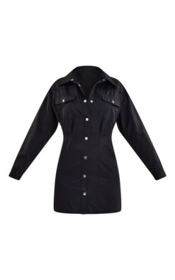 Robe Chemise Cargo Noire à Boutons-pression Et Taille Ajustée -Zeze Vetements Magasin a0b9e6b3cc110f1cd14fc2a9134c2c4c05665ca1 cnc2843 5