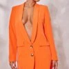 Robe Blazer Décolletée Orange à Détail Poches -Zeze Vetements Magasin a561e8944bffe29a0db6bb5dd969dc4189bbeed4 cne1555 1