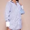 Robe Chemise Oversize Bleue à Rayures Et Col Contrastant -Zeze Vetements Magasin a66ebdcd9ee87900a6ececf63a9f7c7c5c395635 cnd1234 1