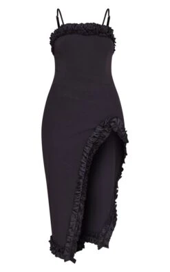 Robe Mi-longue Fendue Noire à Ourlet Volanté -Zeze Vetements Magasin a77d6fe168d91930bdc9497d672a78db4ac1cc67 cnd7534 5