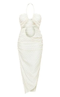 Robe Mi-longue Texturée Crème Croisé Devant à Dos Nu -Zeze Vetements Magasin a9782c2274753483fbd5f5acc11206a06fcefd7e cne1861 5