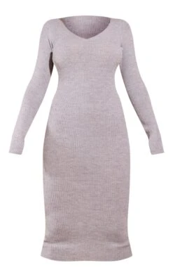 Robe Mi-longue En Maille Gris Clair à Col En V -Zeze Vetements Magasin aa5f675ceaea4f85bd528a1dbc68c73568e5e9b7 cmu0225 5