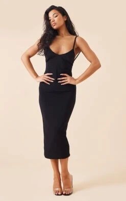 Robe Mi-longue En Acétate Noire à Bretelles Et Dos Plongeant Détail Noeud -Zeze Vetements Magasin aac7633d3e5d95a495aeb3d05443bd5d2ee767af cnd5838 3