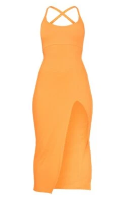 Robe Mi-longue Côtelée Douce Orange Découpée Nouée Dans Le Dos -Zeze Vetements Magasin ab2aa01c19aa712936ec284009f3e922bce66746 cne6559 5