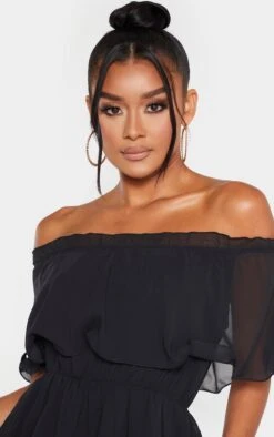 Robe Noire Fluide à Col Bardot Et Volants -Zeze Vetements Magasin abc84252a20323378ca960930056819dfcc8e8ac cmf6993 5