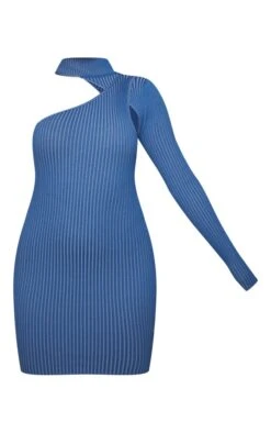 Robe Asymétrique En Maille Côtelée Bleue à Deux Tons -Zeze Vetements Magasin ac761f1b383d522464590dc52a5762b1cb935498 cna9545 5