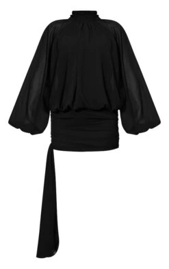 Robe Moulante Ballon En Mousseline De Soie Noire Drapée à Col Montant -Zeze Vetements Magasin b3ab21ba9c46464e4c2d49cf0ed549c48fd4110b cnc3032 5