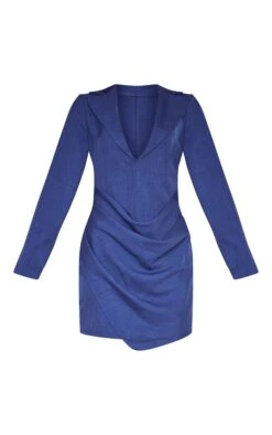 Robe Blazer Effet Lin Drapé Bleu Foncé -Zeze Vetements Magasin b3d42dc0df8c37c780707db1375e2e882acfcd1d cne1539 5