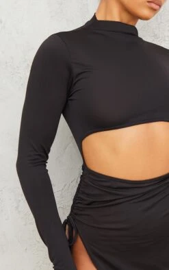 Robe Très Moulante Noire Découpée à Col Haut Et Manches Longues -Zeze Vetements Magasin b4a9b5a0a87bcecc241d00e4b23c538920fe77f6 cna1127 4