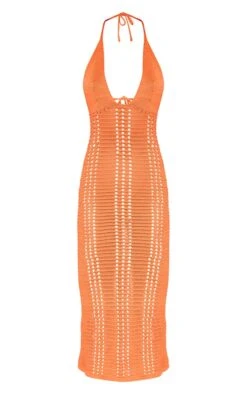 Robe Mi-longue En Maille Crochet Orange Brûlé Fleurie -Zeze Vetements Magasin b4fb66aca78cc50d01fe3bca1c01af2515fe975f cnc8735 5