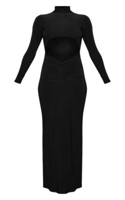 Robe Longue Moulante Découpée Noire à Taille Froncée Et Manches Longues -Zeze Vetements Magasin bc0c2a1f10d6fad228fe341025304b9133deddb0 cnd0416 5