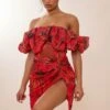 Robe Moulante Bouffante En Mesh Fleuri Rouge à Corset -Zeze Vetements Magasin bca27cd14a0b532d0686cf3057027a860ca8b846 cnc9992 3
