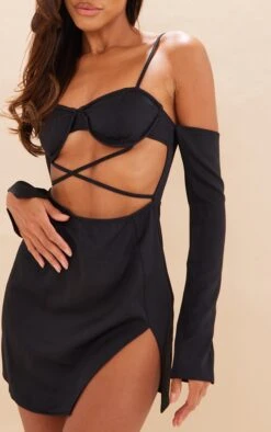 Robe Moulante Tissée Noire à Taille Croisée Et Bonnets Armatures -Zeze Vetements Magasin bd27d0110f217116d4cbde135a43fea131033206 cnd2227 4