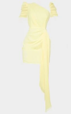 Robe Moulante Asymétrique En Mousseline De Soie Jaune Citron Détail Drapé -Zeze Vetements Magasin be995b05ffd509f9137ff300f8352484a08d30e1 cmr7637 6