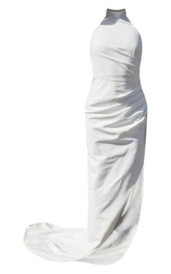 Robe Longue Drapée Blanche à Col Montant -Zeze Vetements Magasin c2e881758db95c0691cd02213772ccf2c37eea0d cnd9180 5