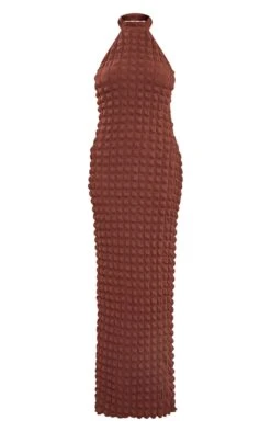 Robe Longue Texturée Chocolat Effet Bulle à Dos Nu -Zeze Vetements Magasin c2f06b07c0a48536719b572a046df41de028f78f cne7740 5