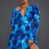 Robe Rétro Bleue Fleurie à Manches Bouffantes Et Ourlet Volanté -Zeze Vetements Magasin c49dc2ac0e83a2400305403616cd25ea1dc1d16d cnc8323 1