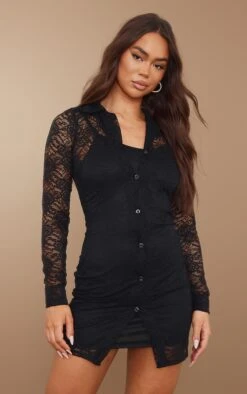Robe Chemise Noire En Dentelle à Boutons -Zeze Vetements Magasin c4deca7ce3ce7b260c824d394b364b2408bf0f16 cnb7178 1