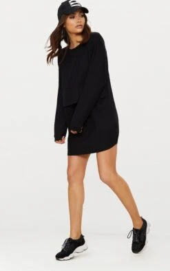 Robe T-shirt Noire En Jersey à Superposition à Manches Longues -Zeze Vetements Magasin c8f93c858384b288010d152afcd0001b6c127eba CLW2325 3