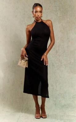 Robe Mi-longue Dos Nu En Maille Tricot Texturée Noire -Zeze Vetements Magasin cbbd4260e4862a8d49f900c5515fc1902d2abe21 cnd7436 3