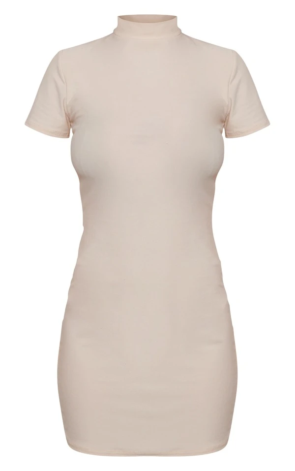 Robe Moulante En Jersey Doux Nude à Col Montant 7 Robe Moulante En Jersey Doux Nude à Col Montant – Image 5