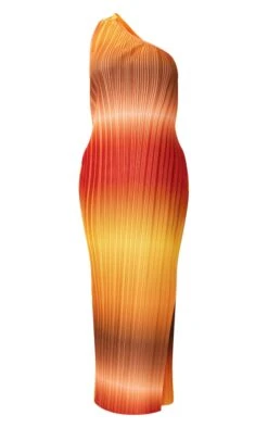 Robe Asymétrique Longue Plissée Marron Imprimé Dégradé à Dos échancré -Zeze Vetements Magasin cc54313a9219243273738d6dc8df521aba6ce77c cne2949 5