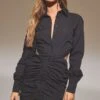 Robe Chemise Froncée Noire à Boutons Et Côtés Découpés -Zeze Vetements Magasin cc7e85d49a74eab9f985dc074e3ce34c33f5c5c7 cnc6143 1