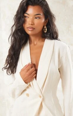 Robe Blazer Texturée Crème à Boutons -Zeze Vetements Magasin cf278f85db4c49a08e66f057a0de9eafd9417b8d cne1551 4