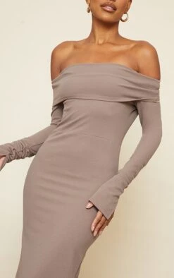 Robe Longue Repliée Taupe à Manches Froncées -Zeze Vetements Magasin d2ea425b738e7ca1059a215e9400e10ed6c0d65d cnd0008 4